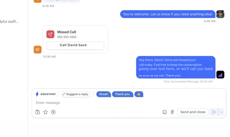 Missed Call Text Back Service